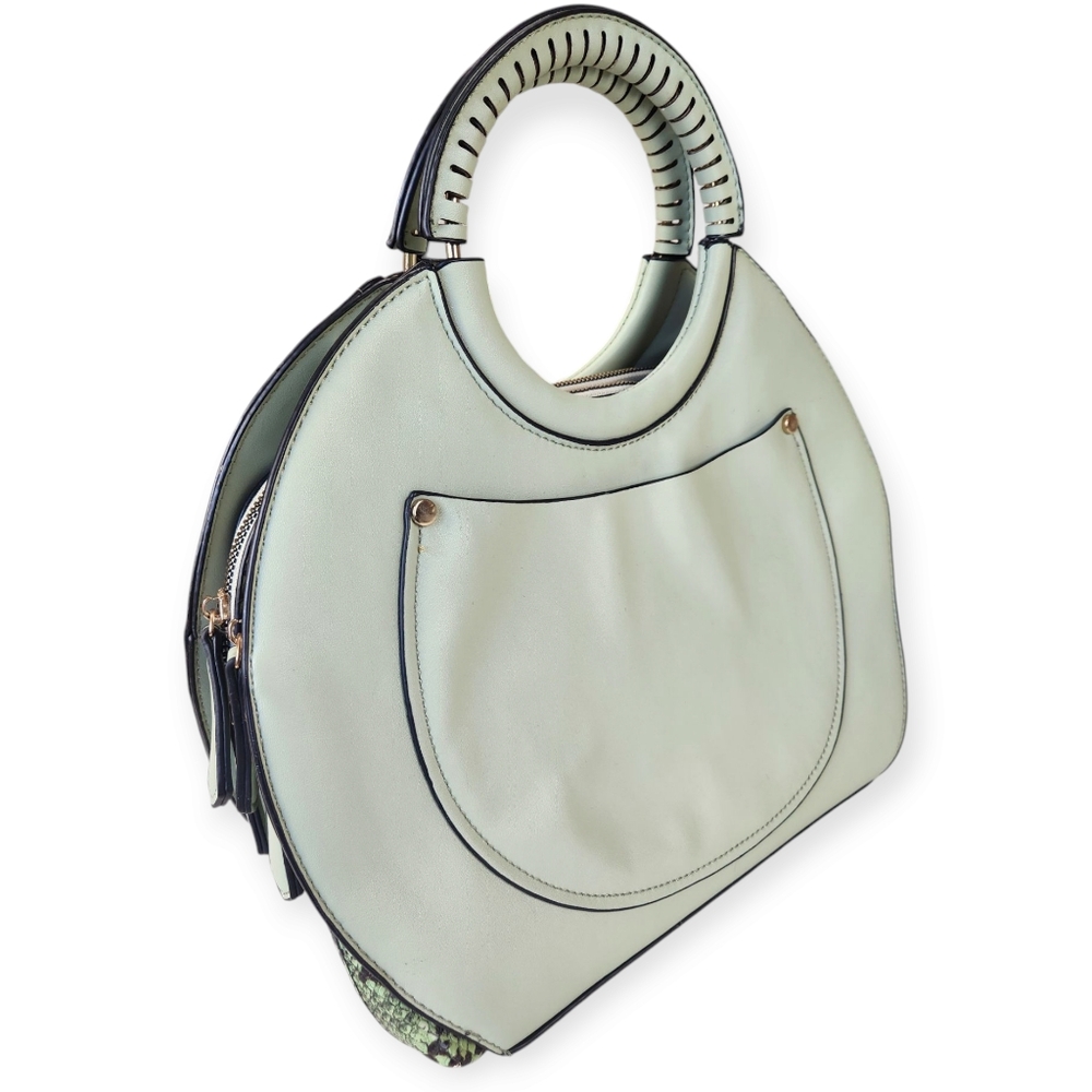 Sage Green Half Moon Chic Spring Easter Bag Handle Tote